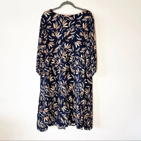 Ryllace Promenade Navy Blue Floral Dress Size 16 Floral‎ Botanical Flowy Tiered - Picture 3 of 8